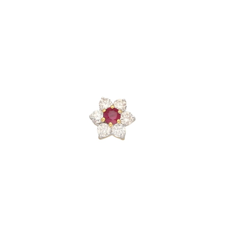 New 18ct Gold Diamond & Ruby Nose Stud