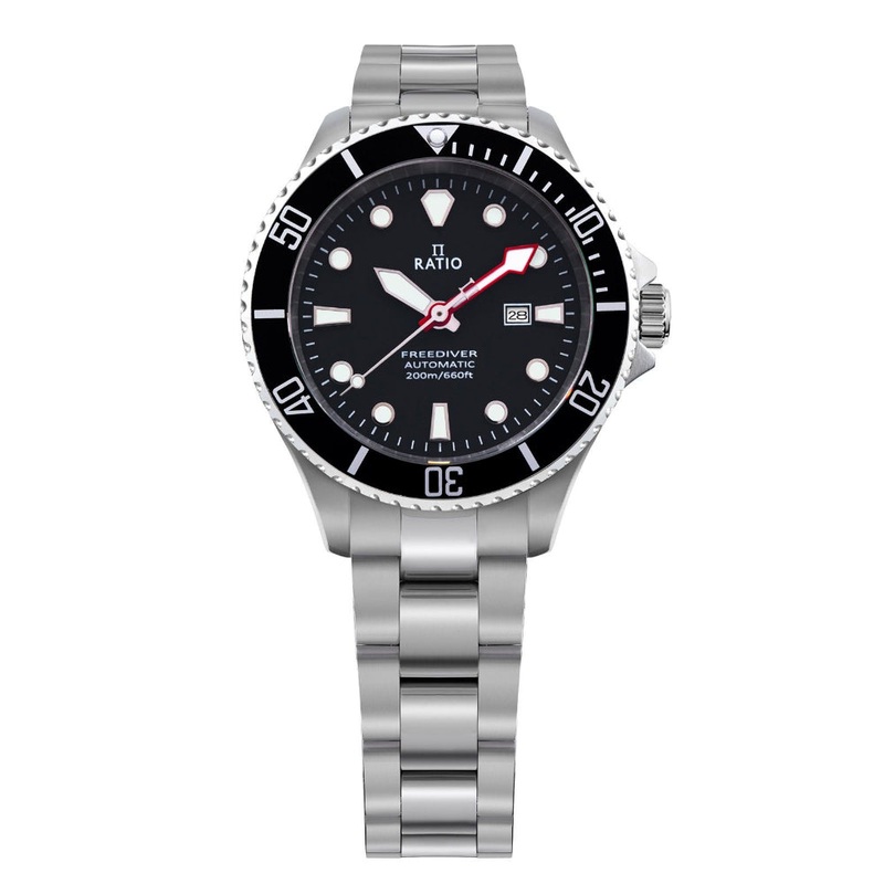 Ratio FreeDiver Sapphire Stainless Steel Black Dial Automatic RTFL831 200M Women’s Watch