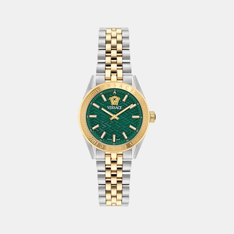 Versace Women Quartz Green Dial Analog Stainless Steel Watch VE8I00424