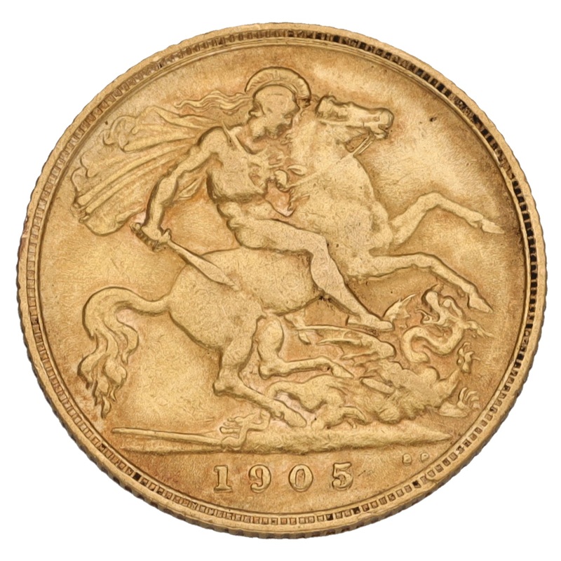 22ct Gold King Edward VII Half Sovereign Coin 1905