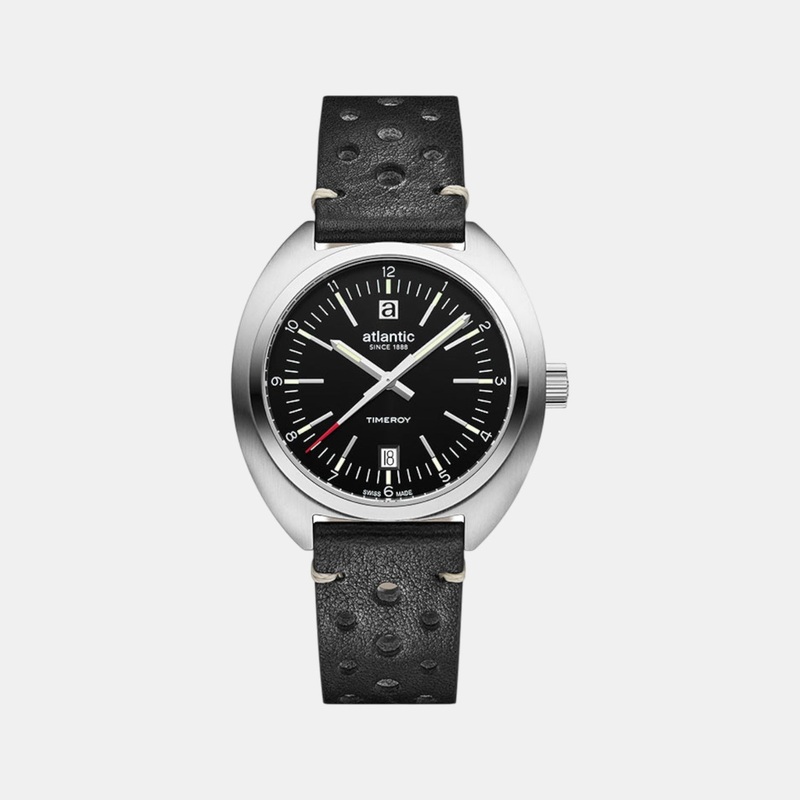Atlantic Men Quartz Black Dial Analog Leather Watch 70362.41.69