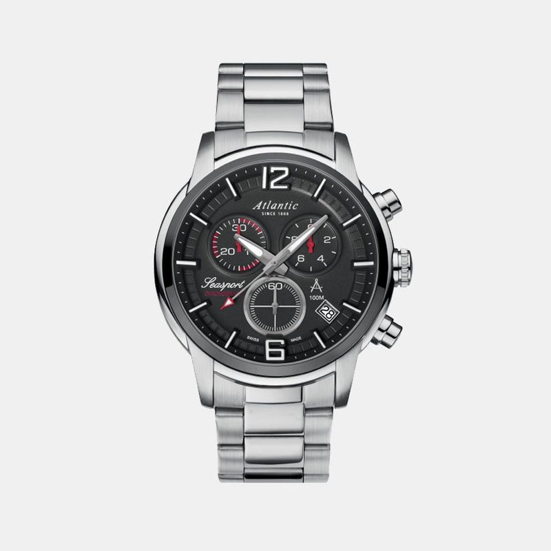 Atlantic Men Quartz Black Dial Chronograph Stainless Steel Watch 87466.42.45