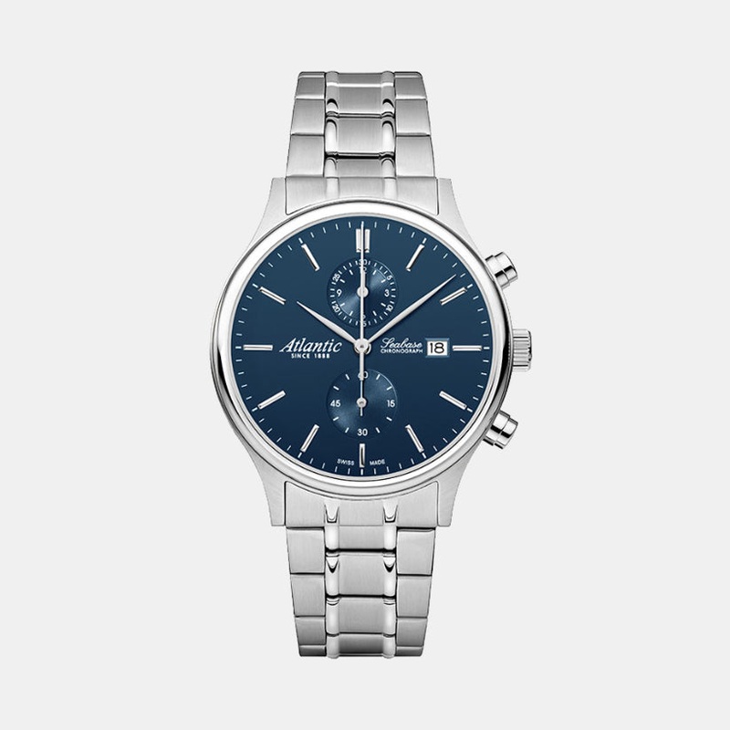 Atlantic Men Quartz Blue Dial Chronograph Stainless Steel Watch 64457.41.51