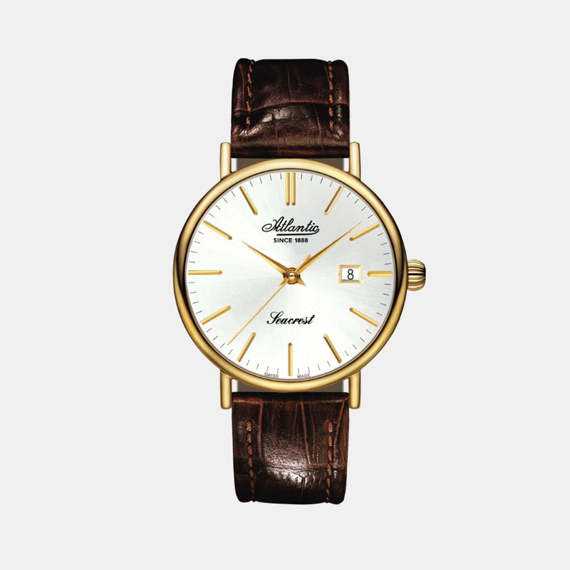 Atlantic Men Quartz White Dial Analog Leather Watch 50354.45.21