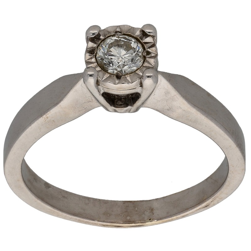 18ct White Gold 0.25ct Diamond Solitaire Ring Size O