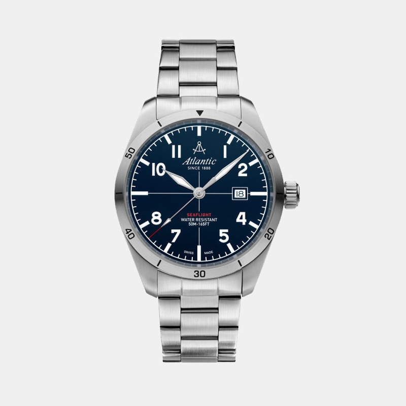 Atlantic Men Quartz Blue Dial Analog Stainless Steel Watch 70356.41.55