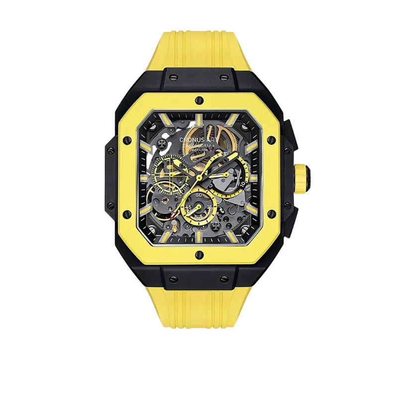 Cronus Art High Quality Fluorine Yellow Band Men Watch CM025-001