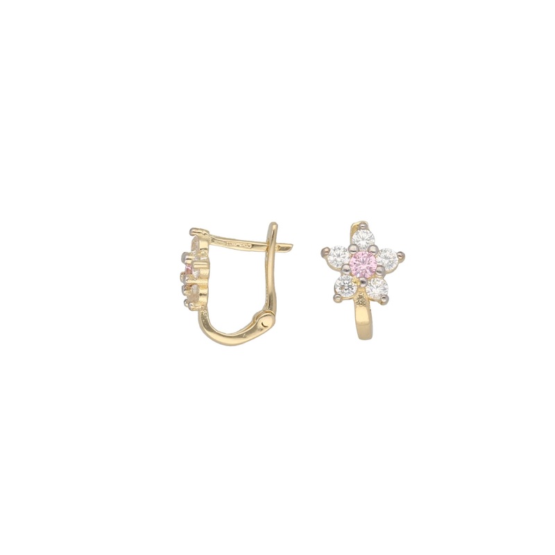 New 14ct Gold Cubic Zirconia Cluster Kids Earrings – 11mm