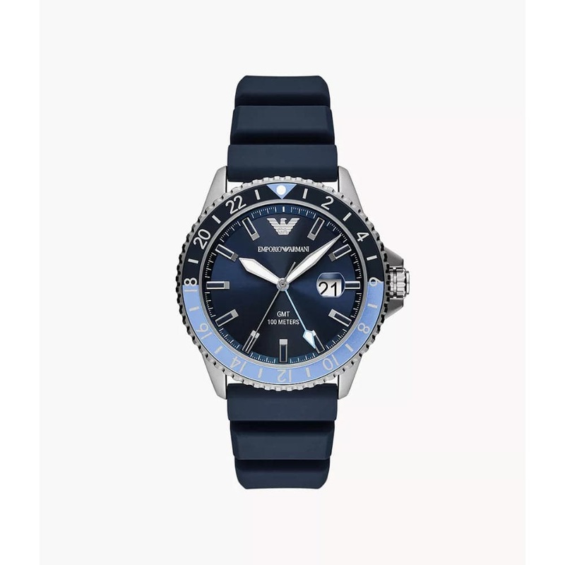 Emporio Armani Blue Dial & Silicone Strap Men Watch AR11592