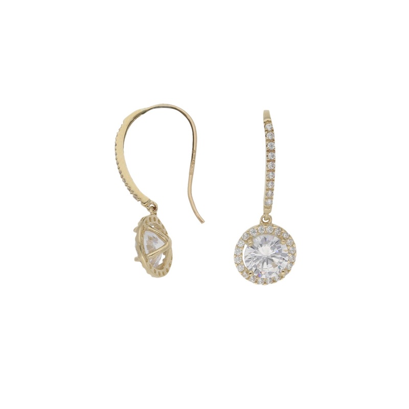 New 9ct Cluster Cubic Zirconia Drop Earrings