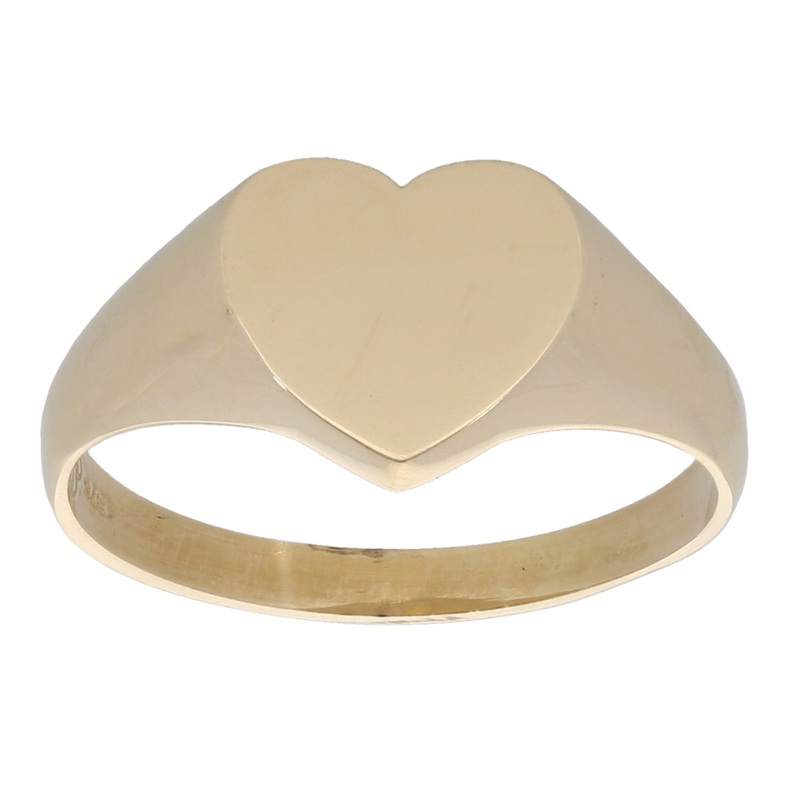 New 9ct Gold Plain Heart Signet Ring
