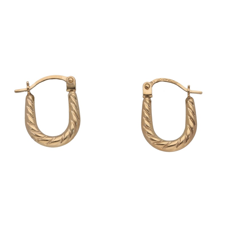 New 9ct Gold Small Patterned Creole Earrings