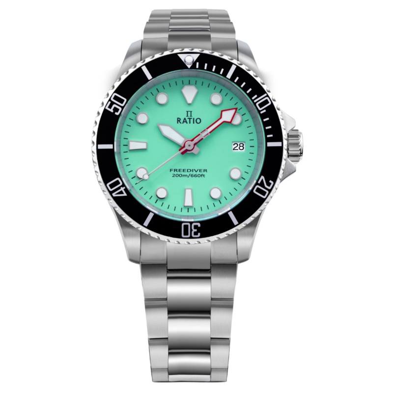Ratio FreeDiver Sapphire Stainless Steel Green Dial Quartz RTF039 200M Men’s Watch