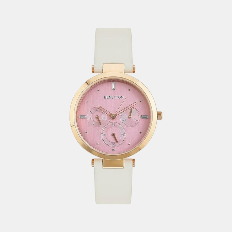 UCB Signature Women Quartz Pink Dial Multi-Function Leather Watch UWUCL1007