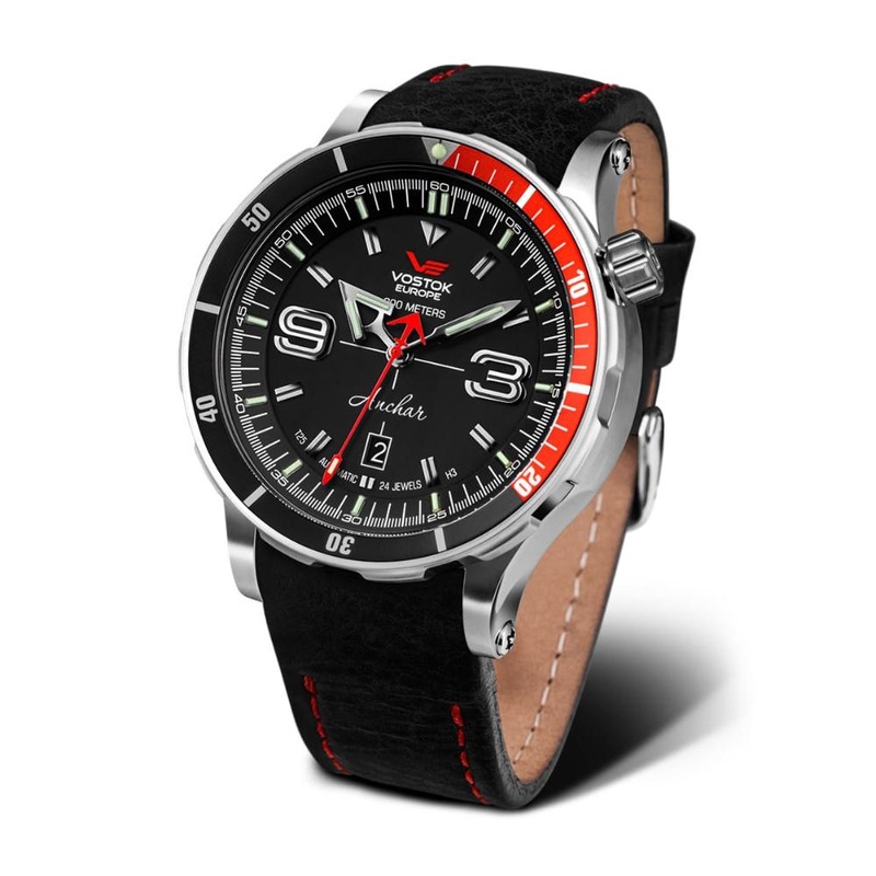 Vostok Europe Anchar Automatic Black Silicone & Leather Strap Men’s Watch NH35-510A587-SL