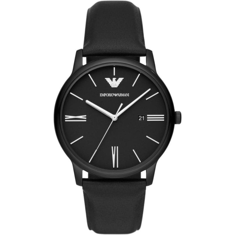 Emporio Armani Black Dial Leather Strap Men Watch AR11573