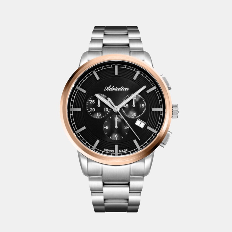 Adriatica Men Quartz Black Dial Chronograph Stainless Steel Watch A8307.R114CH