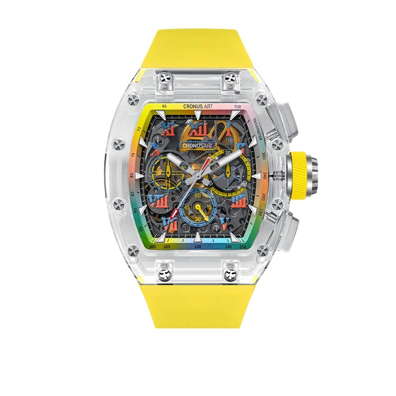 Cronus Art High Quality Fluorine Yellow Band Strap Men Watch CM08-032