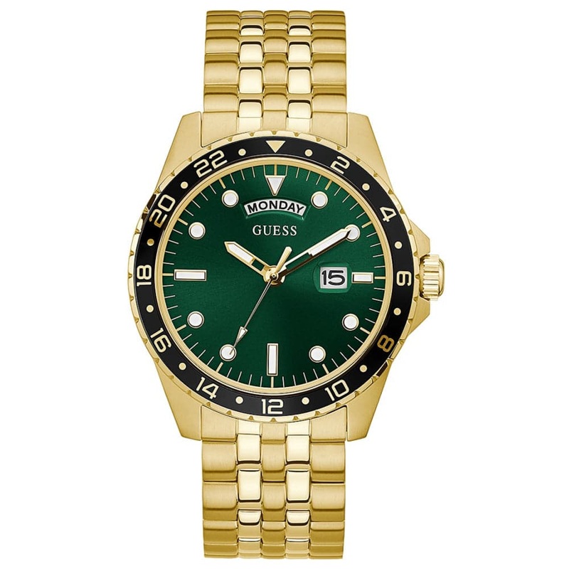Guess Comet Green Dial Gold Stainless Steel Strap Men Watch GW0220G2