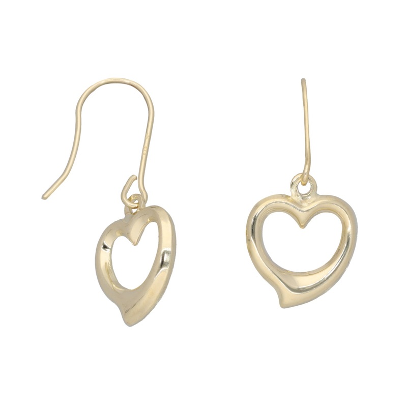 New 9ct Gold Heart Drop/Dangle Earrings