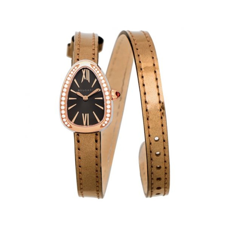 Serpenti Quartz Grey Dial Diamond Bezel Ladies Watch