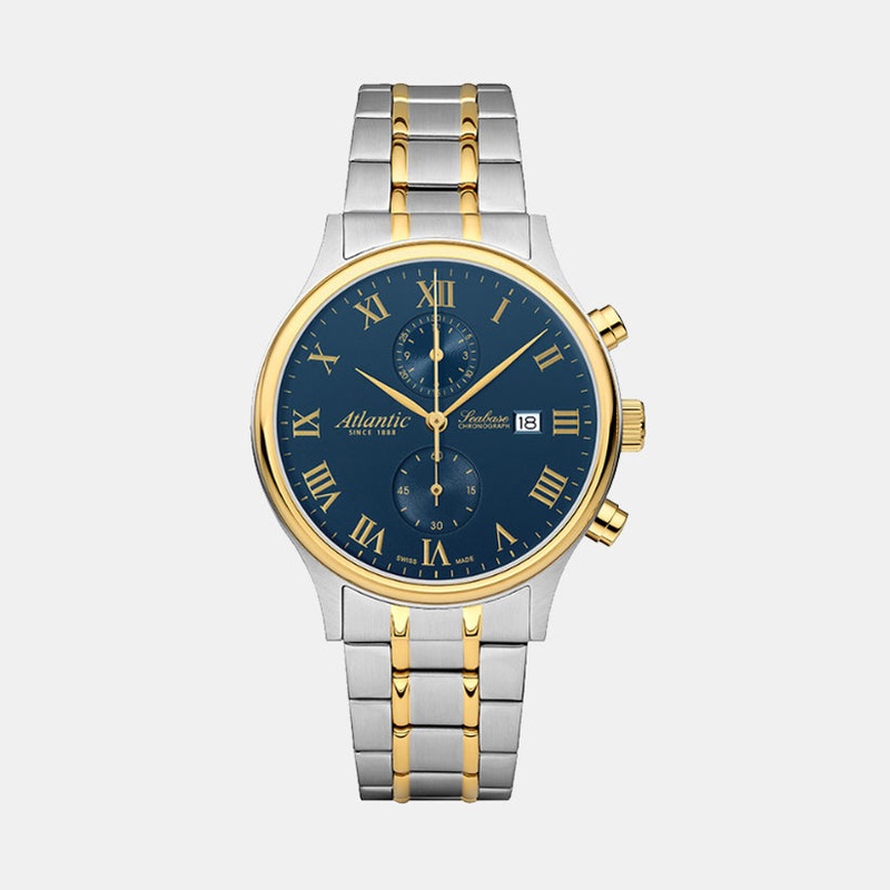 Atlantic Men Quartz Blue Dial Chronograph Stainless Steel Watch 64457.43.58G