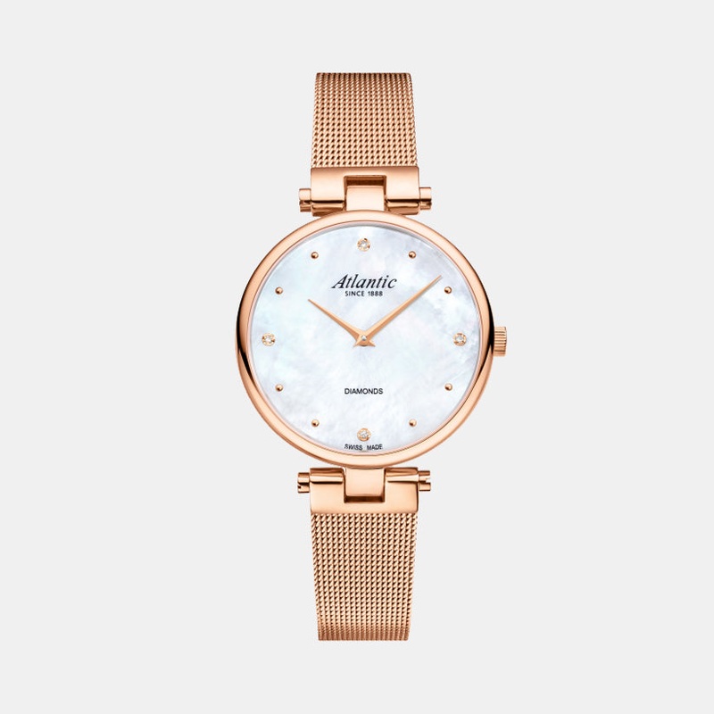Atlantic Women Quartz Mother Of Pearl Dial Analog Mesh Watch 29044.44.07RMB