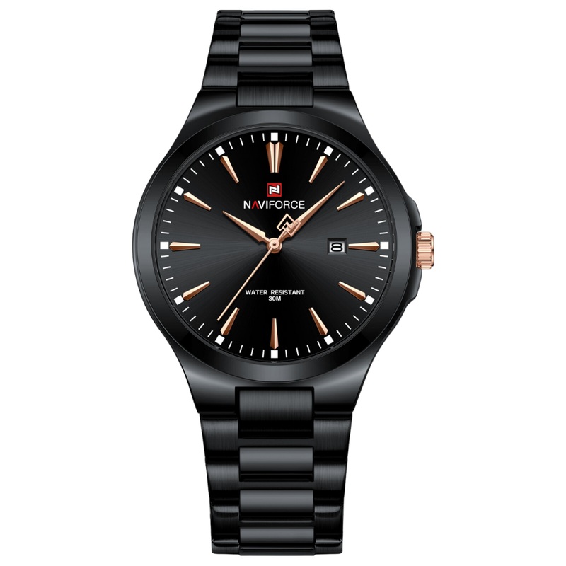 Naviforce Black Dial & Stainless Steel Strap Men Watch NF9214 B/B