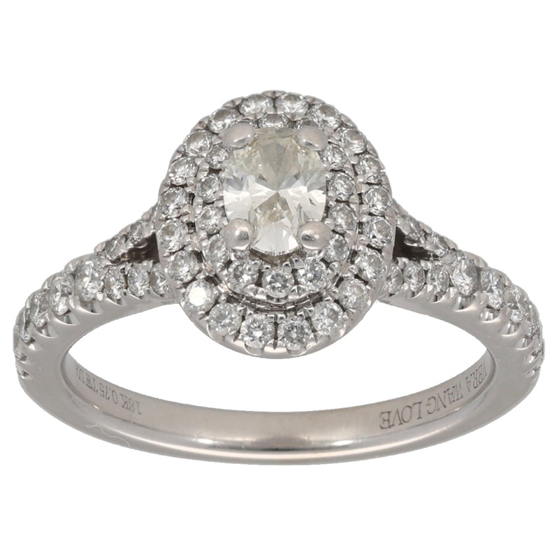 18ct White Gold 0.75ct Diamond Vera Wang Halo Ring Size K