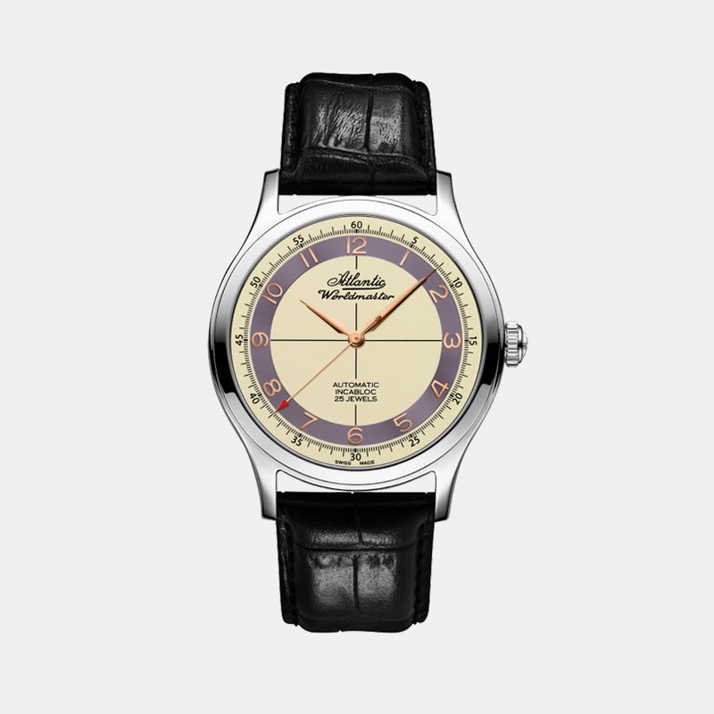 Atlantic Men Automatic Cream Dial Analog Leather Watch 53754.41.93RB
