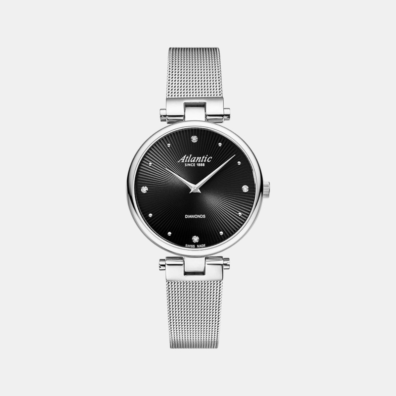 Atlantic Women Quartz Black Dial Analog Stainless Steel Watch 29044.41.67MB