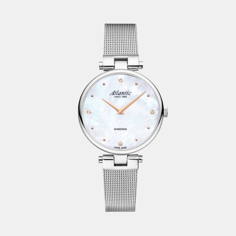 Atlantic Women Quartz Mother Of Pearl Dial Analog Mesh Watch 29044.41.07RMB