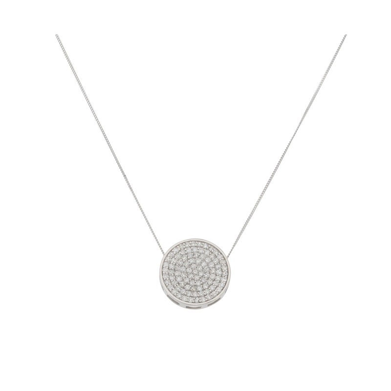 New 18ct White Gold 1.25ct Diamond Cluster Pendant With Chain