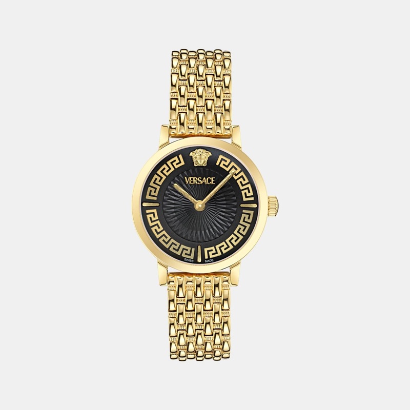 Versace Women Quartz Black Dial Analog Stainless Steel Watch VE0A00525