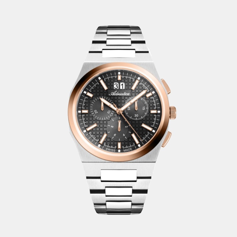 Adriatica Men Quartz Gun Dial Chronograph Stainless Steel Watch A8326.R116CH