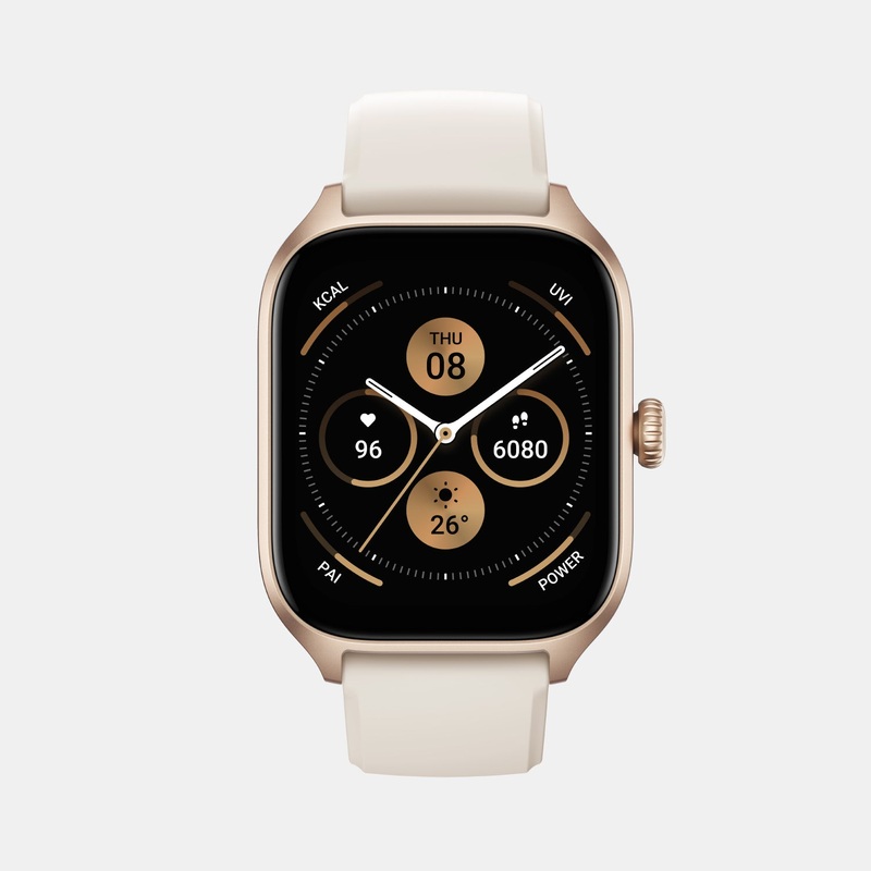 Amazfit Unisex Processor Misty White Dial Amoled Silicone Watch GTS 4 WHITE