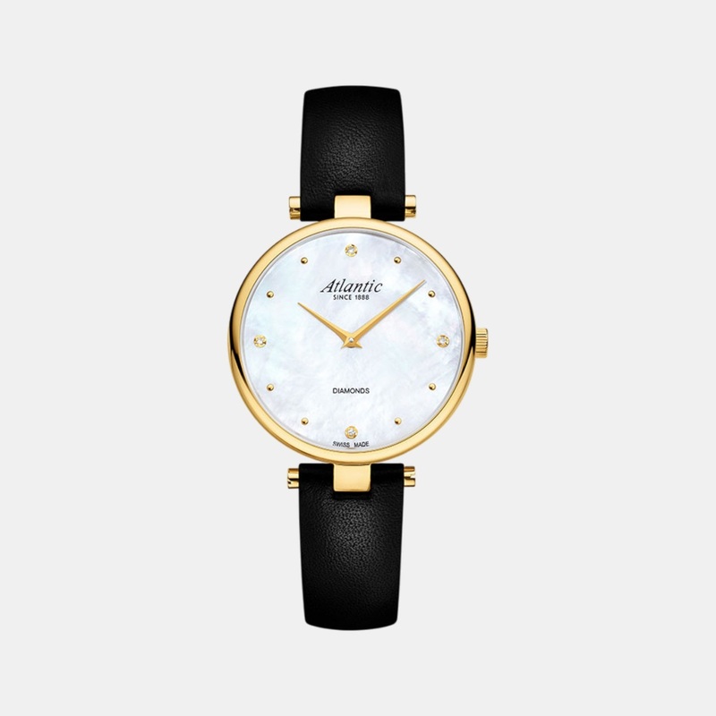 Atlantic Women Quartz White Dial Analog Leather Watch 29044.45.07G