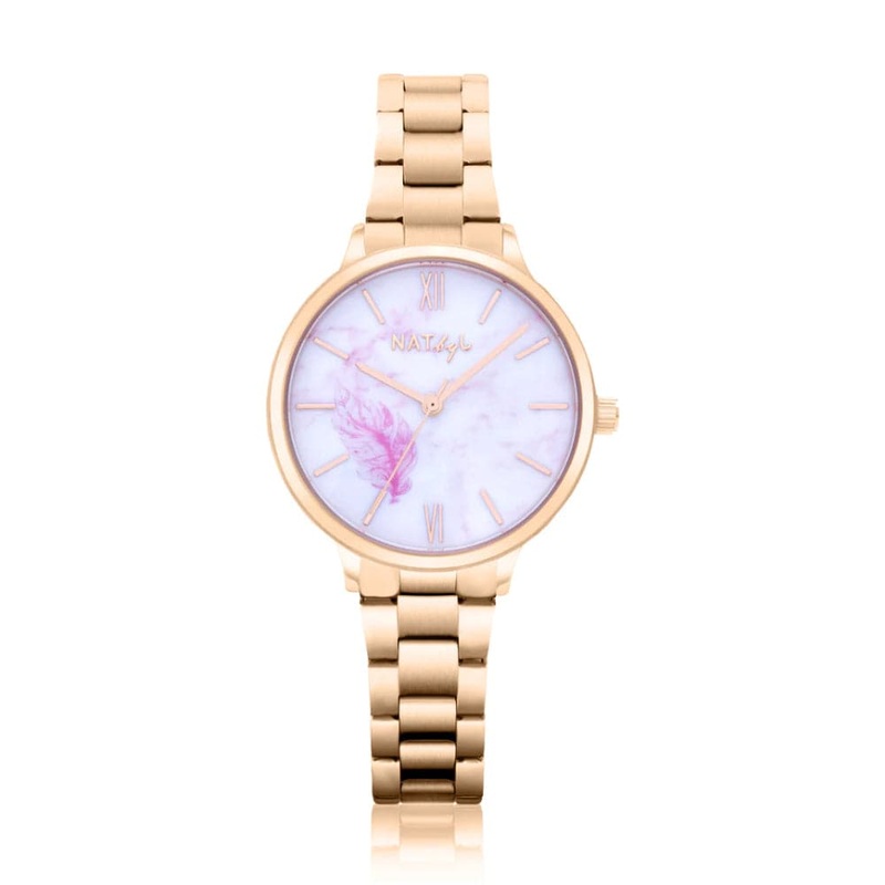 Natbyj Freedom Rose Gold Stainless Steel Strap Women Watch NAT0707M