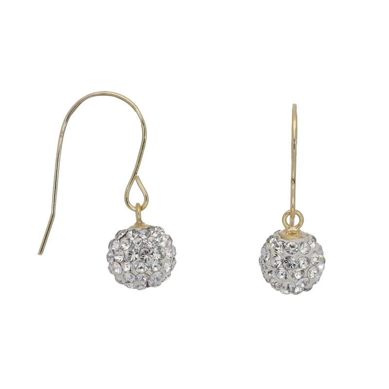 New 9ct Gold Crystal Ball Drop Earrings