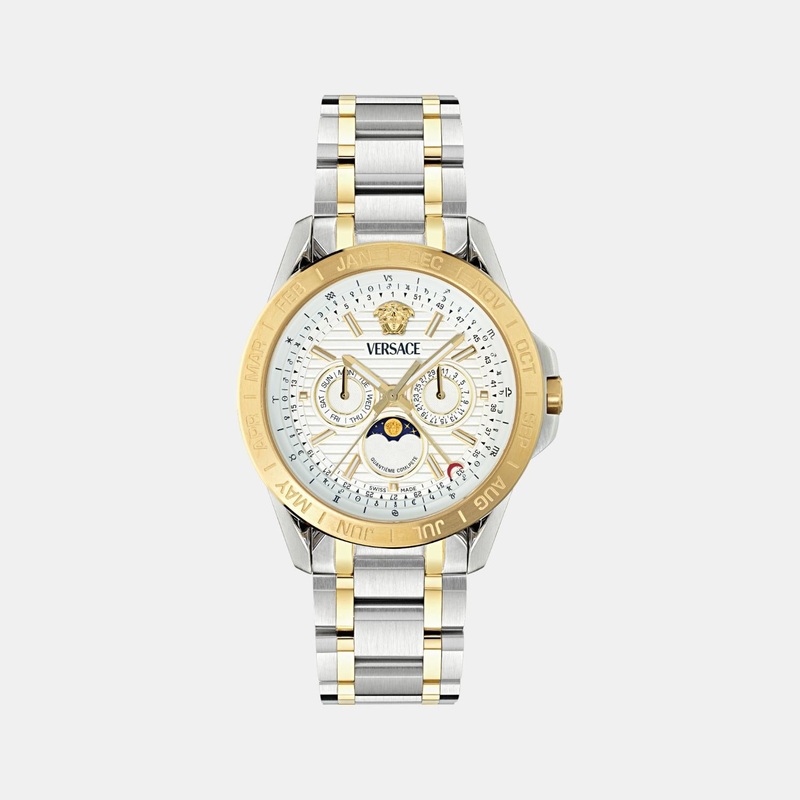 Versace Men Quartz White Dial Multi-Function Stainless Steel Watch VE0K00225