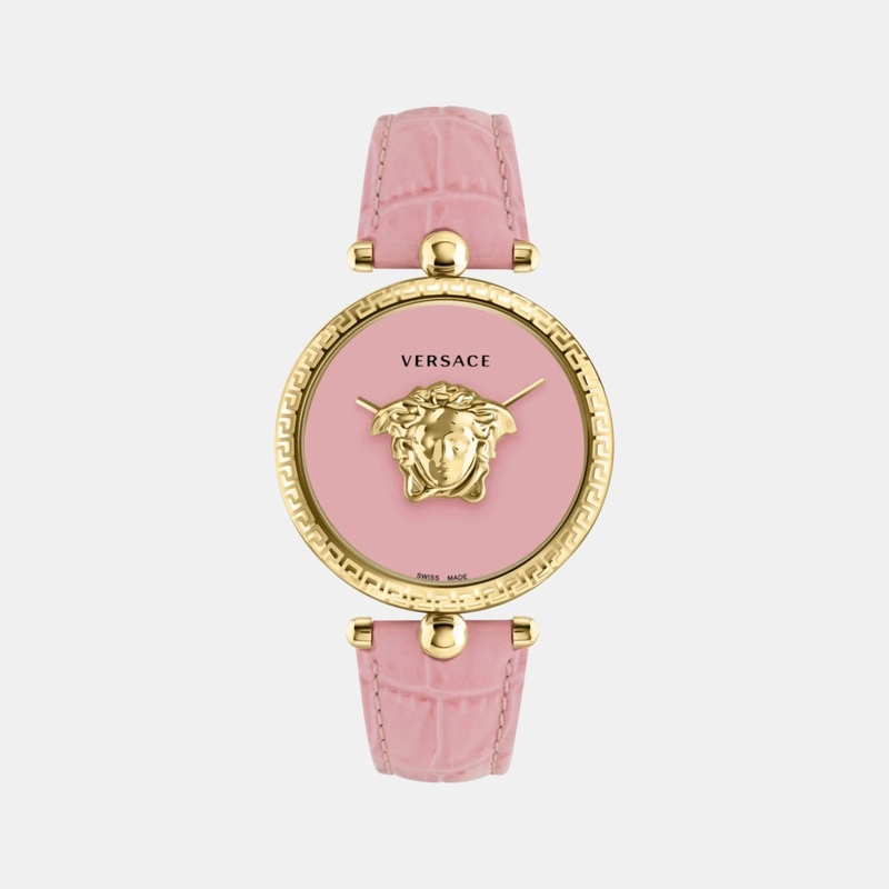 Versace Women Quartz Pink Dial Analog Leather Watch VECO02522