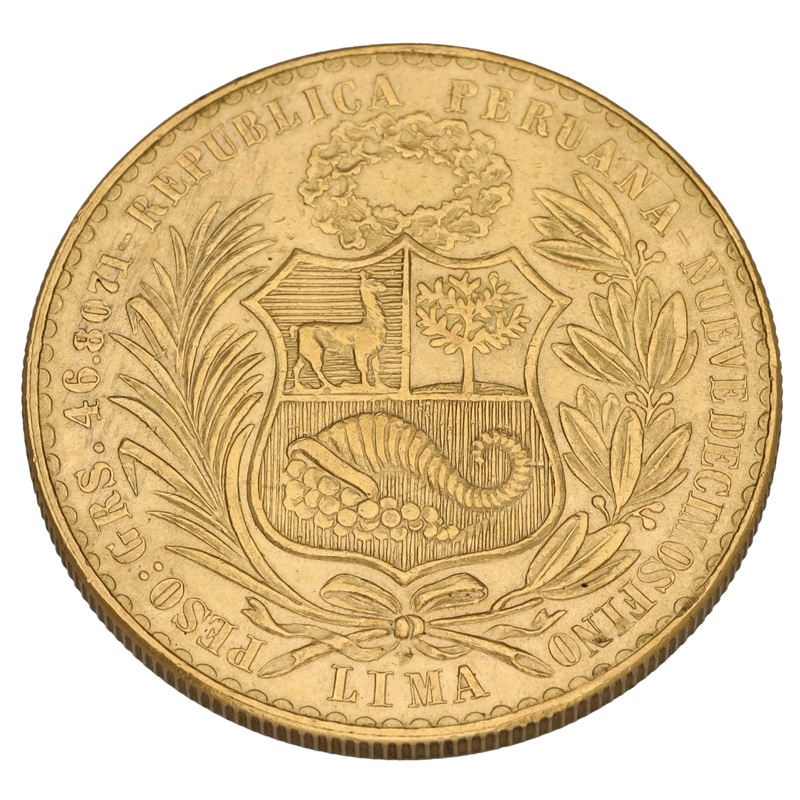 22ct Gold Peruvian 100 Soles Coin 1964
