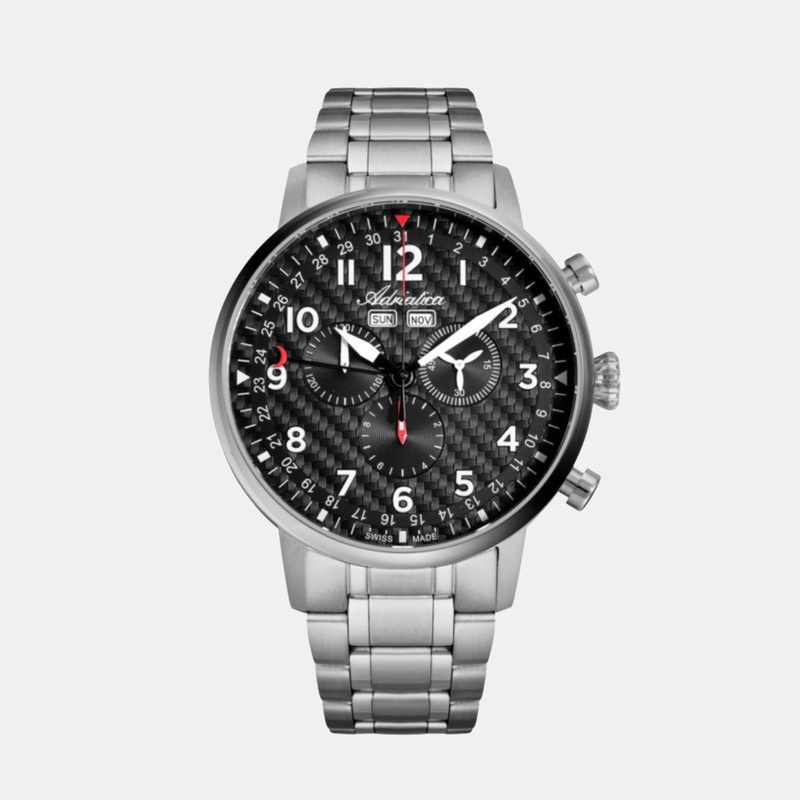 Adriatica Men Quartz Black Dial Chronograph Stainless Steel Watch A8308.4124CH