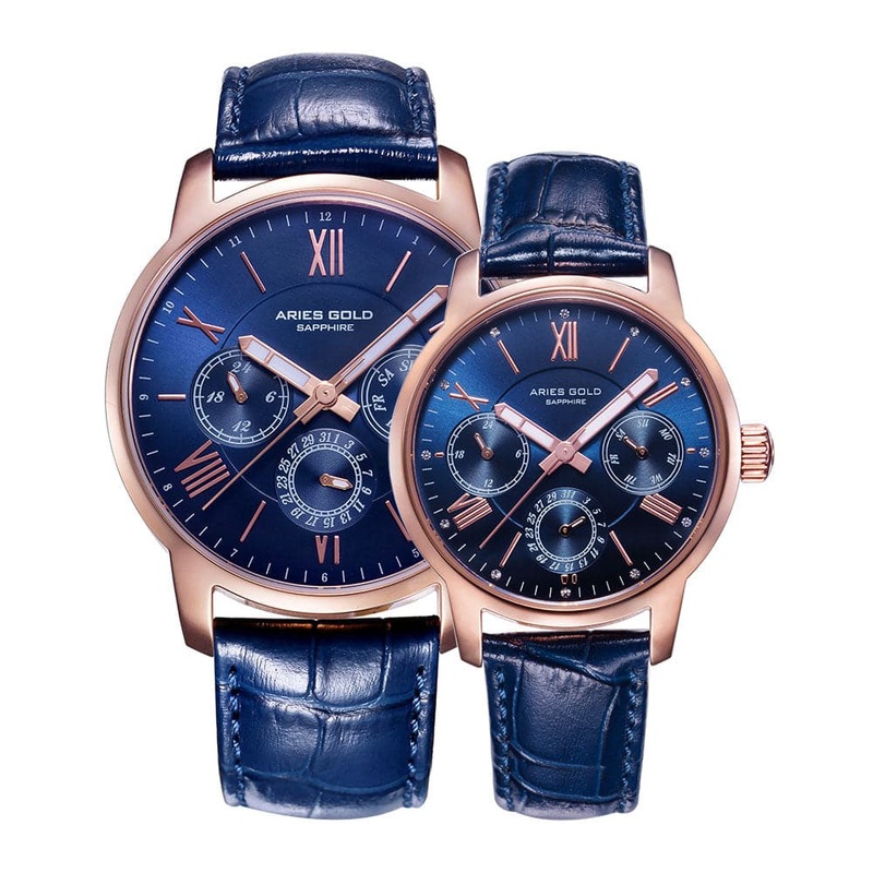 ARIES GOLD URBAN ETERNAL G 103 & B 103 RG-BU COUPLE’S WATCHES