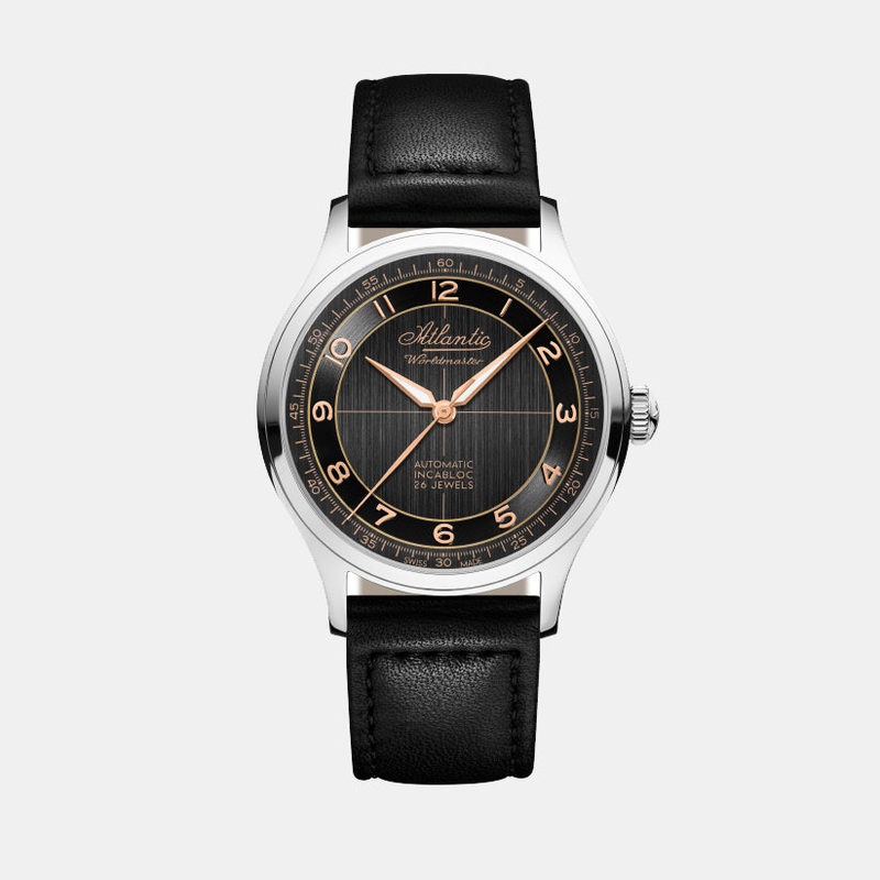 Atlantic Men Automatic Black Dial Analog Leather Watch 53780.41.43R