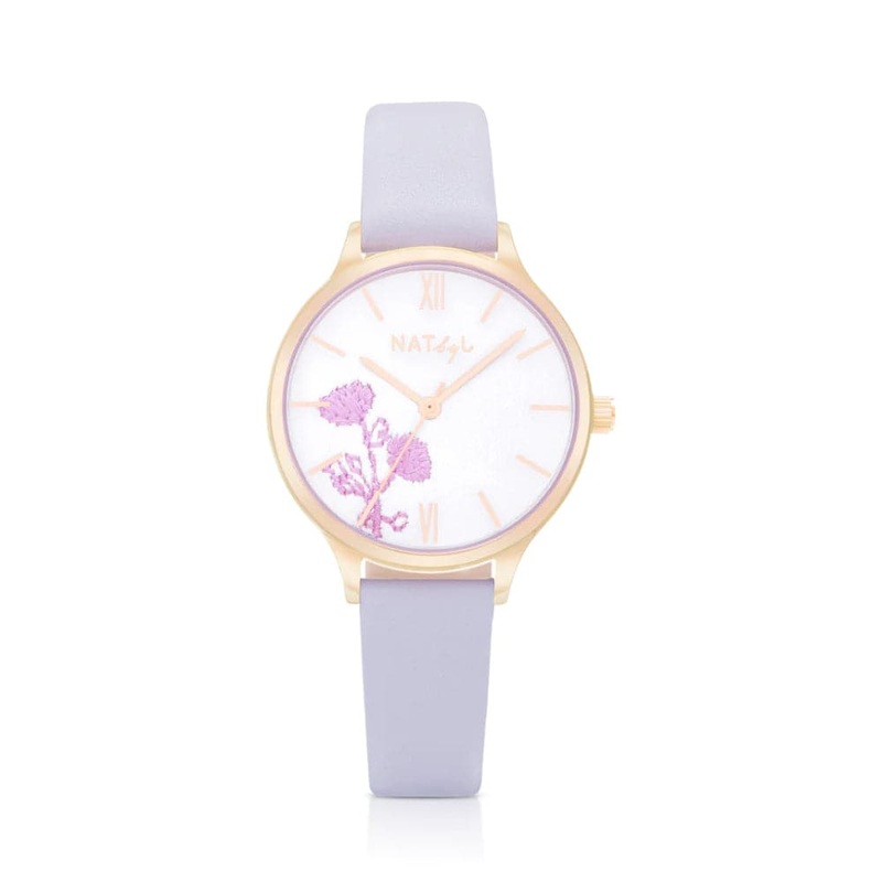 Natbyj Dream White Dial Purple Leather Strap Women Watch NAT0309