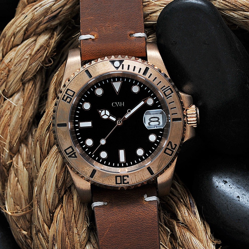 Outback Bronzite – CWH Special Custom Collective Date Display Bronze Crazy Horse Leather Strap Mens Automatic Watch CH-MOD-M14