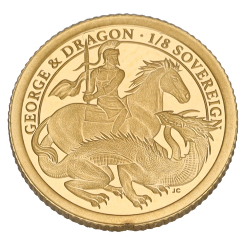22ct Gold George & Dragon Eighth Sovereign Coin 2021