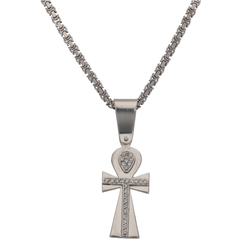 9ct White Gold 0.56ct Diamond Cross Pendant With Chain