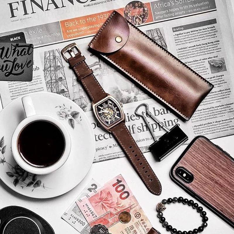 ARIES GOLD AUTOMATIC INFINUM CRUISER ROSE GOLD STAINLESS STEEL G 9018 RG-BK BROWN LEATHER STRAP MEN’S WATCH